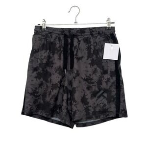 NWT Barry's Fit Mens Black Gray Phantom Tie Dye Elastic Waist Joey Short Medium